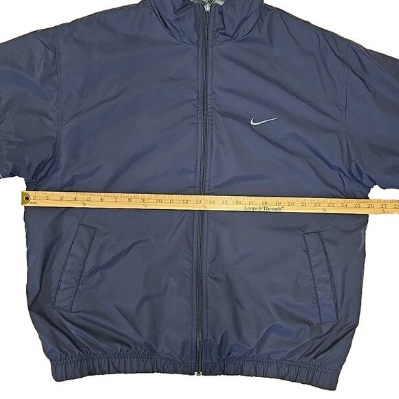 Vintage Nike 000 Mens Y2K Puffer Coat Sz L Blue Embroidered Jacket - Picture 7 of 10